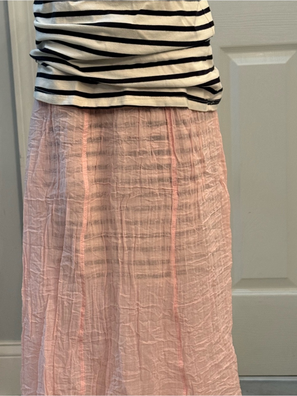 NWOT Blu by Blu Sz 12 Navy White Tank & Maxi Sheer Pink Overlay - Picture 8 of 8